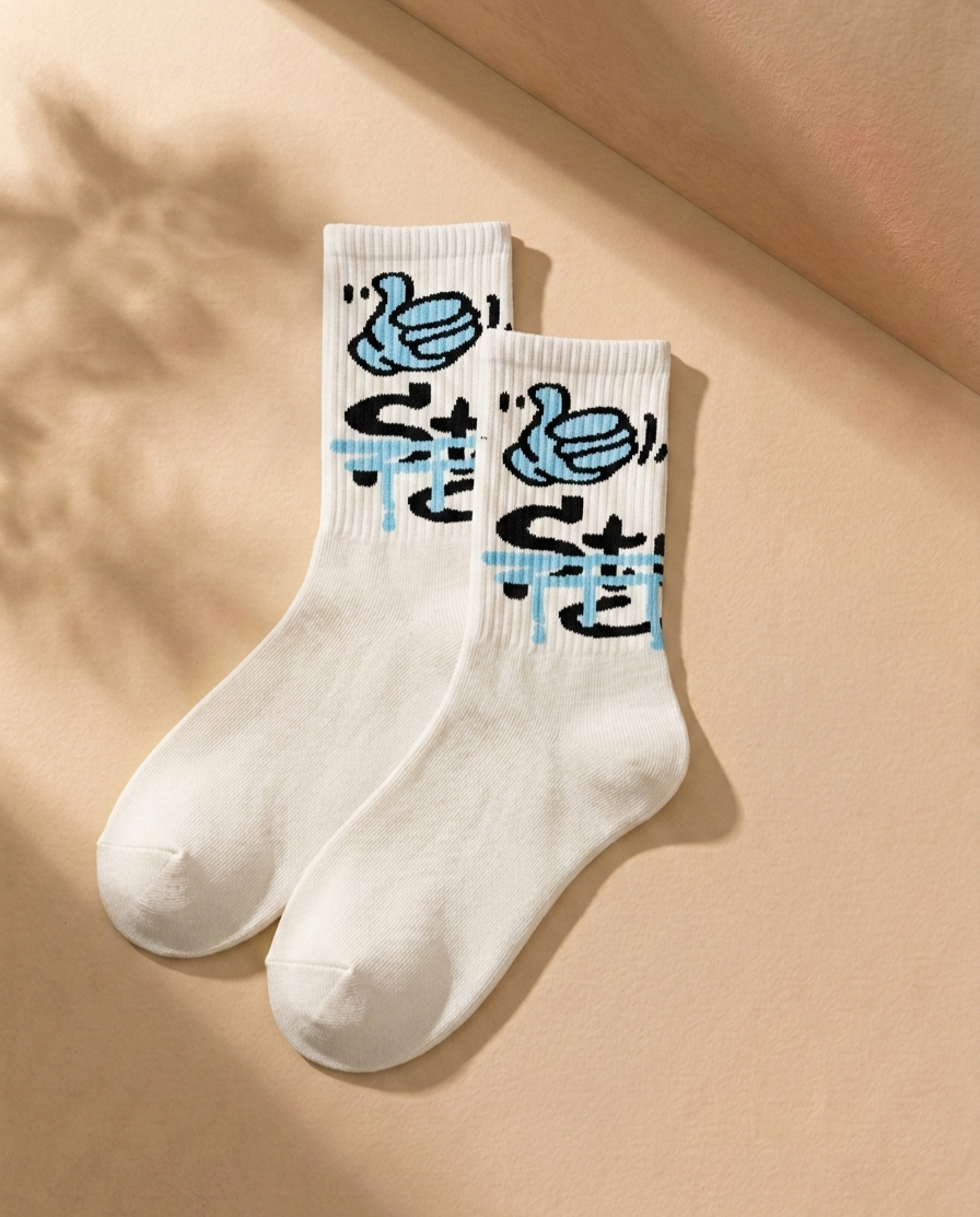 Streetwear Graphic Crew Socks Combo (3 Pairs) – “Trust Your Crazy Ideas” Cotton Socks