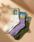 Illustrated Girl Crew Socks — 3-Pack | Retro Art Streetwear Socks