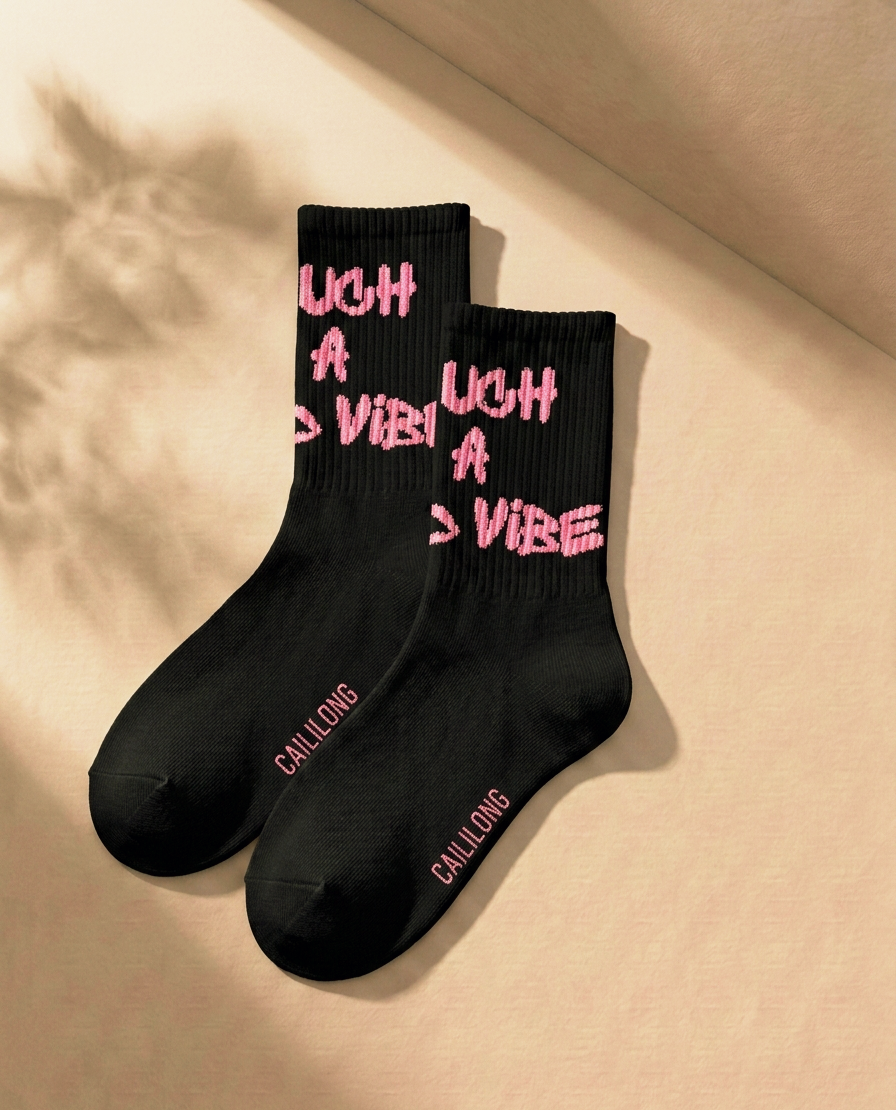 Graffiti Slogan Crew Socks — 3-Pack | Bold Streetwear Statement