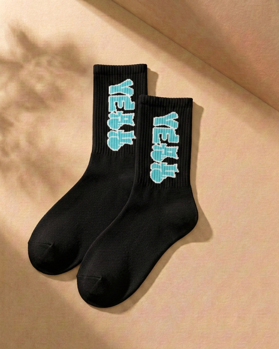 Graffiti Slogan Crew Socks — 3-Pack | Bold Streetwear Statement