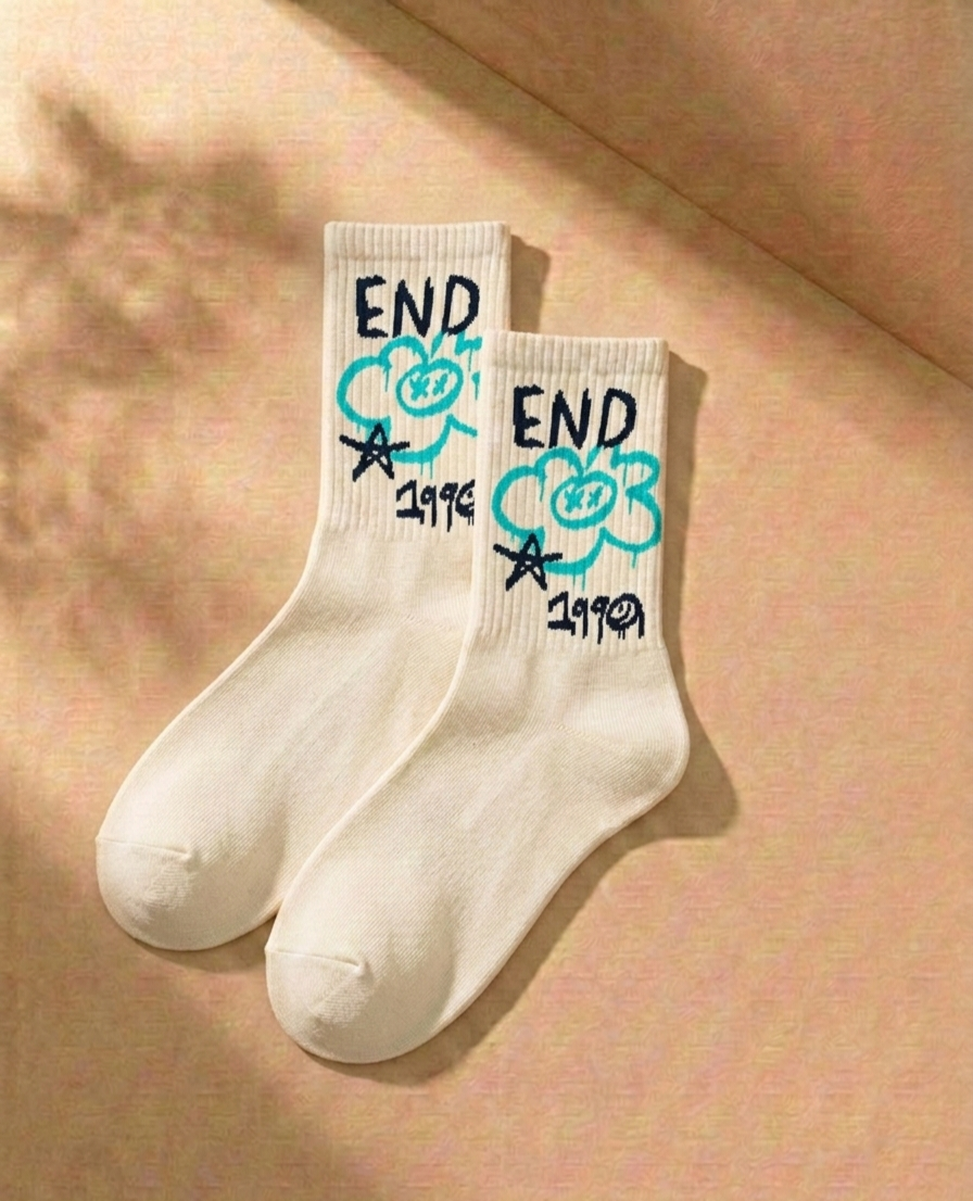Urban Graphic Crew Socks – Unisex Cotton Streetwear Socks