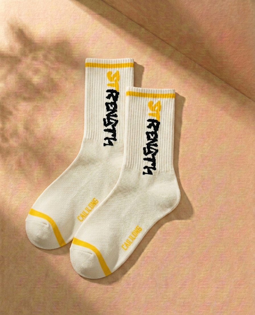 Minimal Graphic Crew Socks – Unisex Cotton Casual Streetwear Socks
