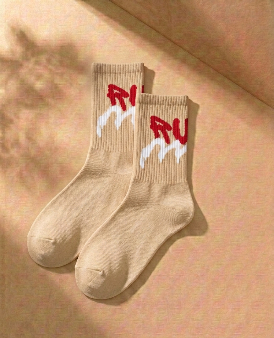 Minimal Graphic Crew Socks – Unisex Cotton Casual Streetwear Socks