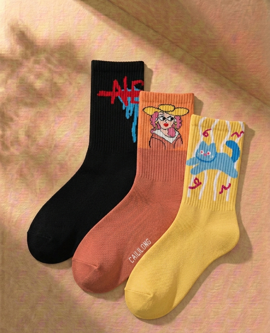 Eclectic Graphic Crew Socks — 3-Pack | Weird & Wonderful Street Drop