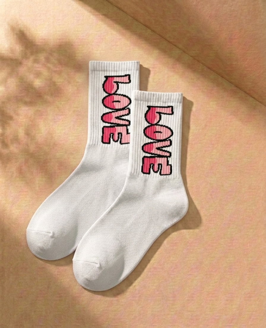 Trendy Graphic Crew Socks – Unisex Cotton Streetwear Socks