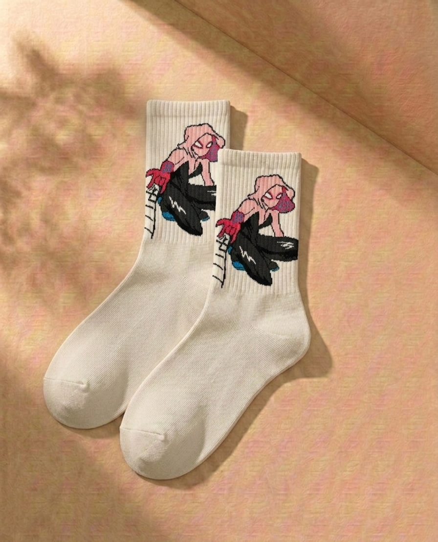 Trendy Graphic Crew Socks – Unisex Cotton Streetwear Socks