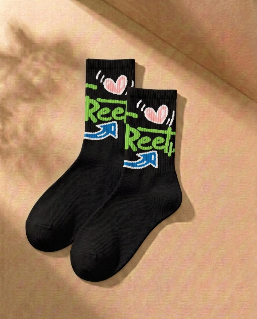 Trendy Graphic Crew Socks – Unisex Cotton Streetwear Socks
