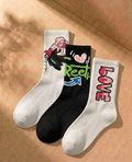 Trendy Graphic Crew Socks – Unisex Cotton Streetwear Socks