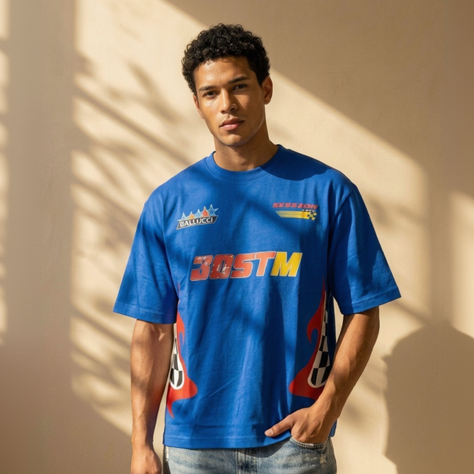 30STM Racing Graphic Tee – Royal Blue  Moto Street Edition