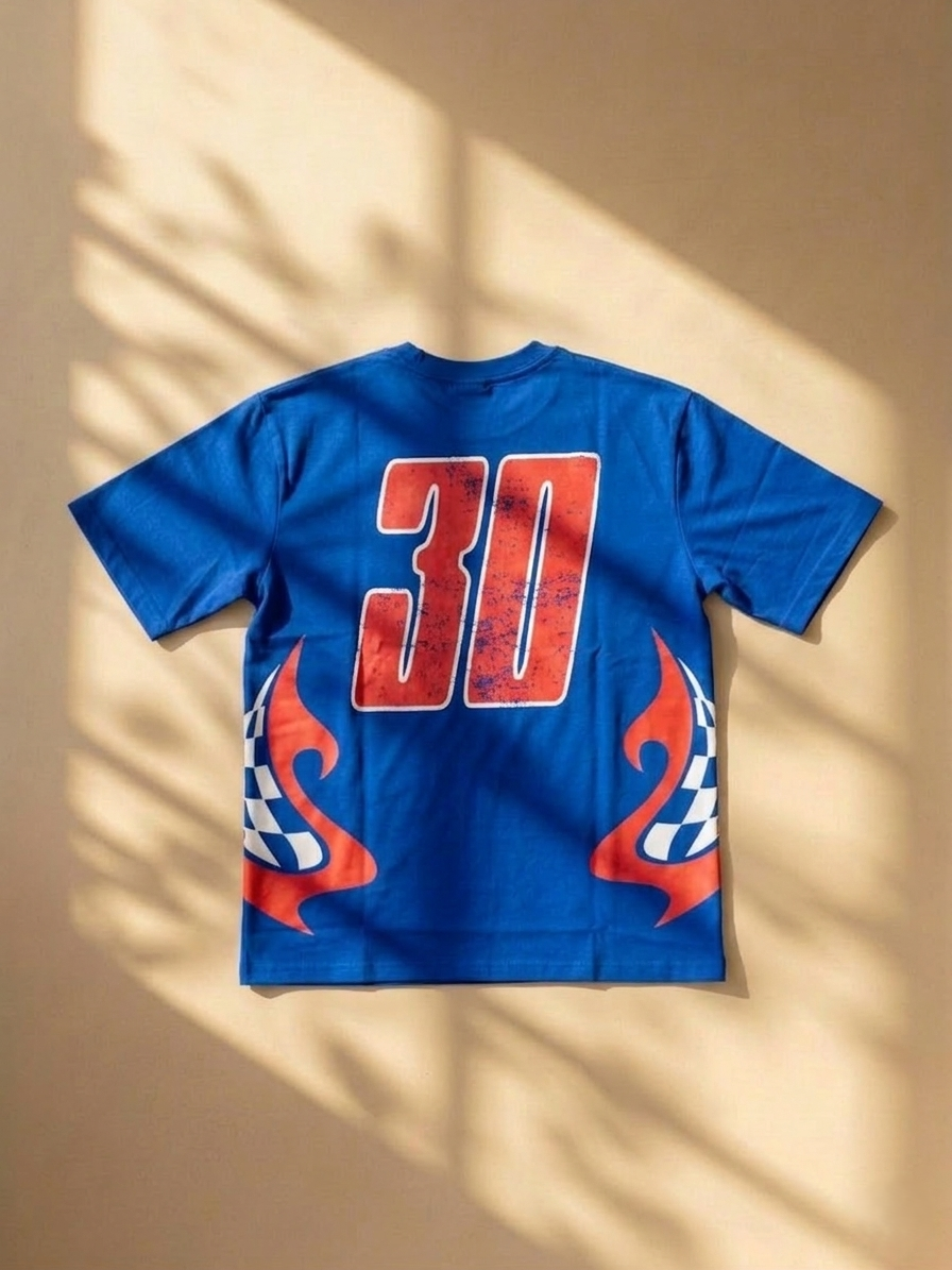 30STM Racing Graphic Tee – Royal Blue  Moto Street Edition