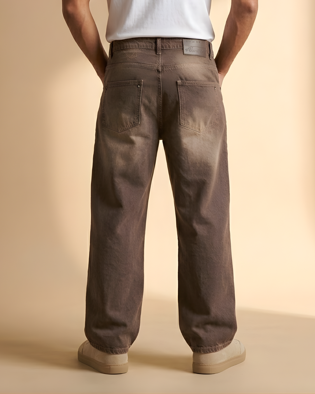 Vintage Washed Utility Panel Jeans – Brown Baggy Carpenter Pants
