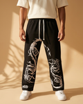 Dragon Graphic Streetwear pants – Black baggy Lowers