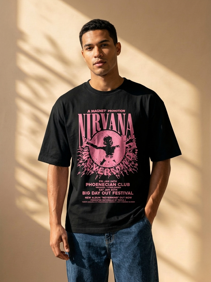 Vintage Grunge Graphic Tee – Black Oversized Streetwear T-Shirt
