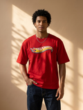 Flame Hot Wheels Logo Streetwear Tee – Red Graphic Oversized T-Shirt