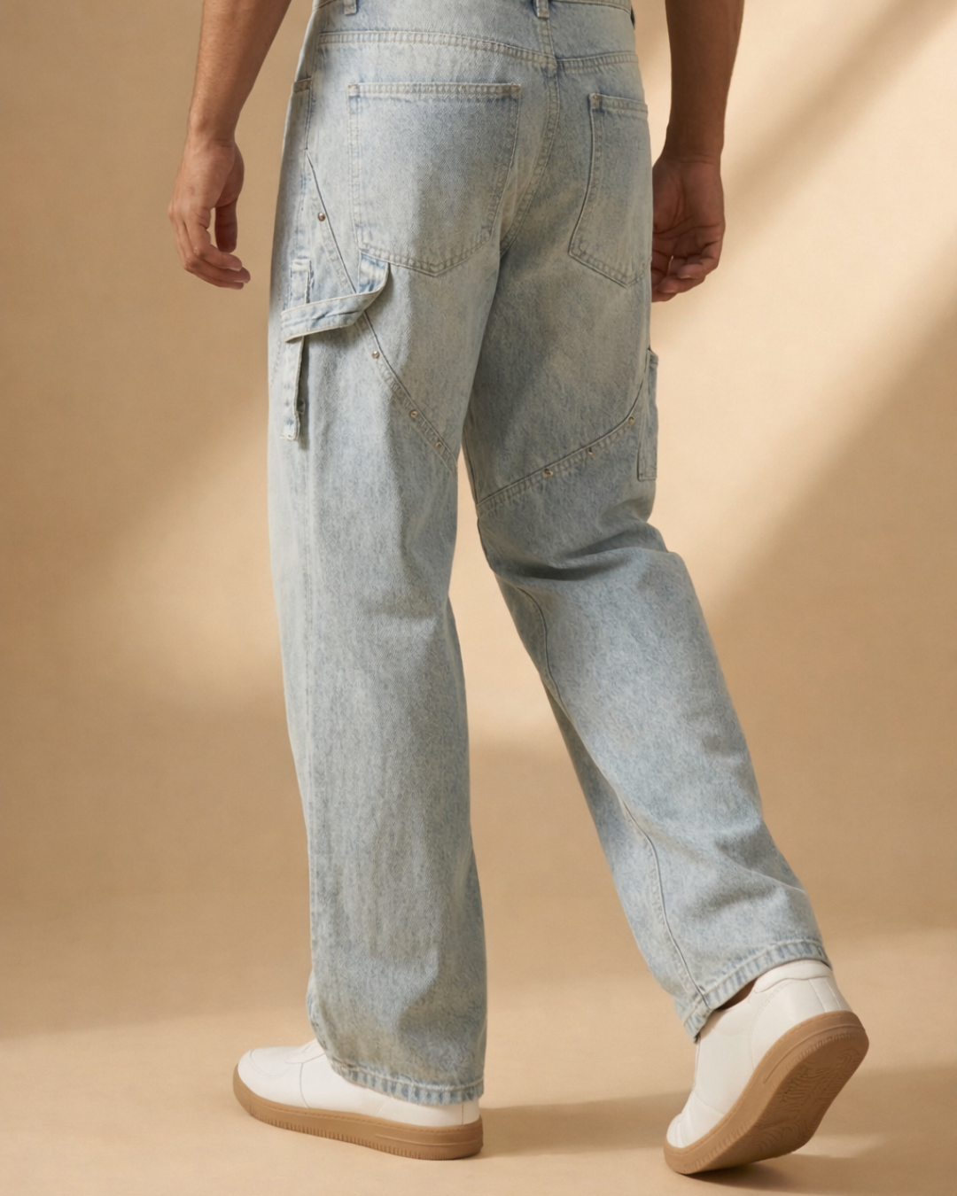 Ice Blue Rivet Cargo Jeans – Heavy Street Edition
