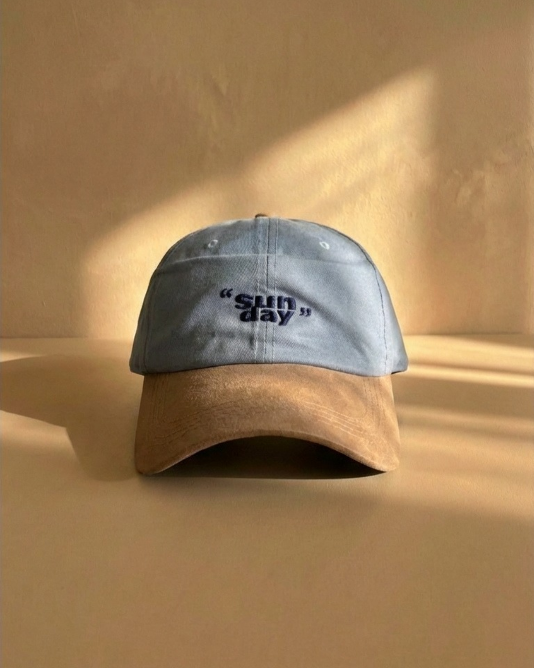 Two-Tone Streetwear Dad Cap –  “Sun Day” Embroidered Hat