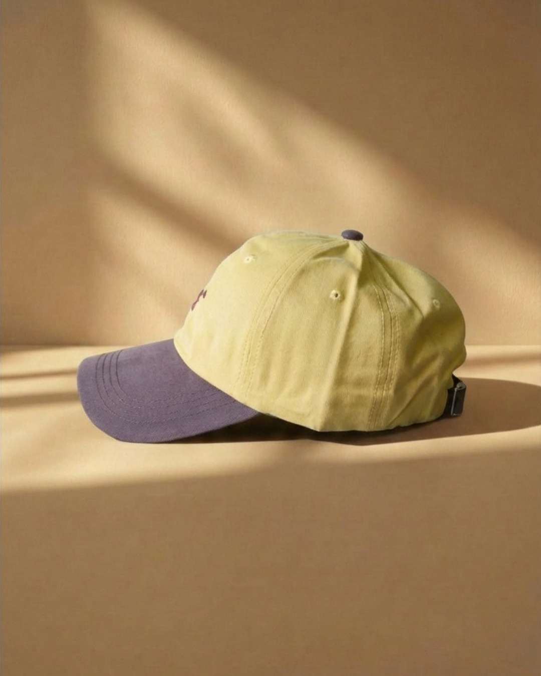 Two-Tone Streetwear Dad Cap – “Sun Day” Embroidered Yellow & Brown Hat