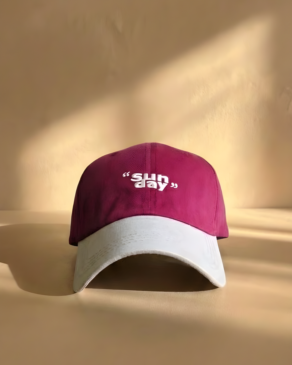 Two-Tone Streetwear Dad Cap – Burgundy & Cream Vintage Dad Hat
