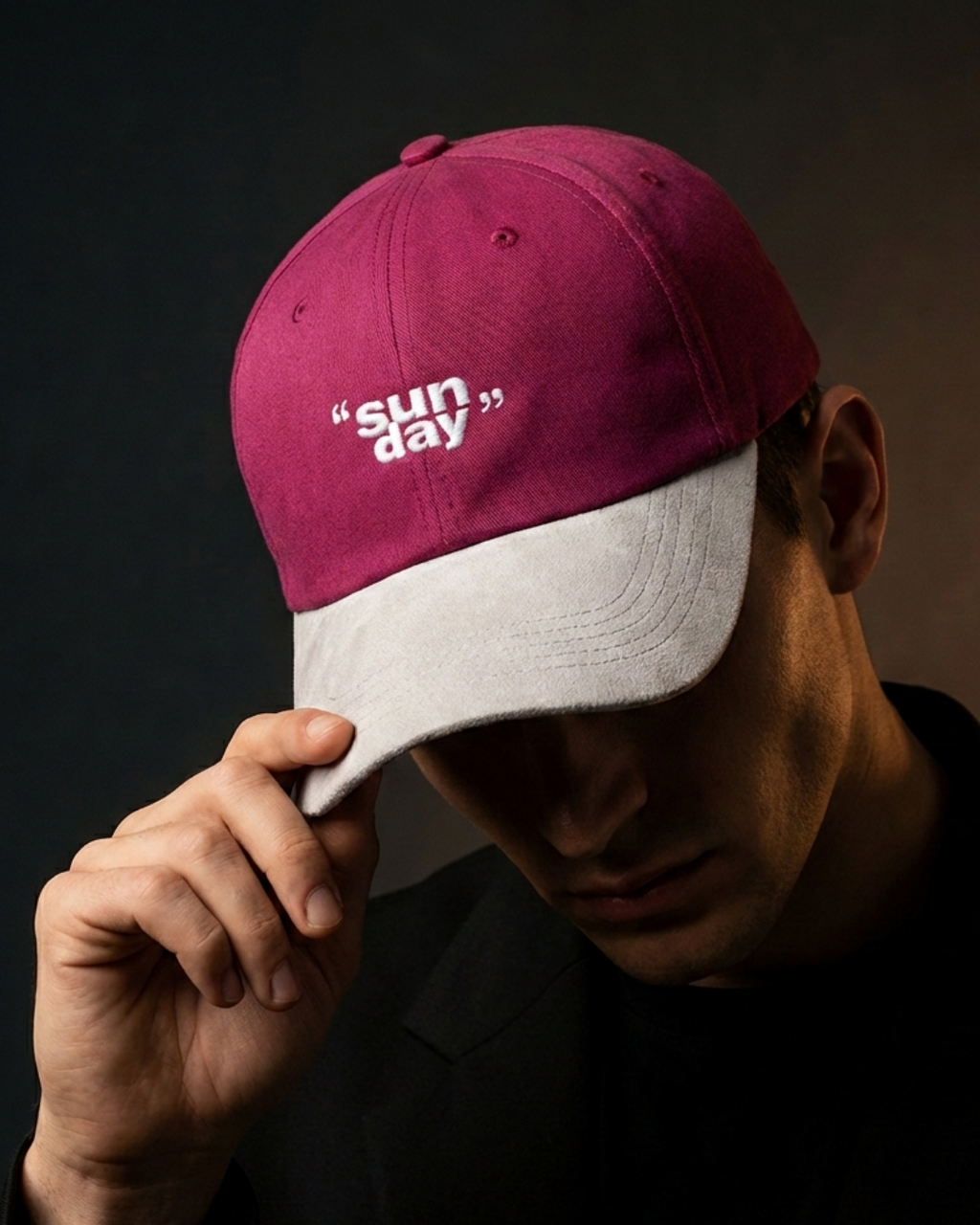 Two-Tone Streetwear Dad Cap – Burgundy & Cream Vintage Dad Hat