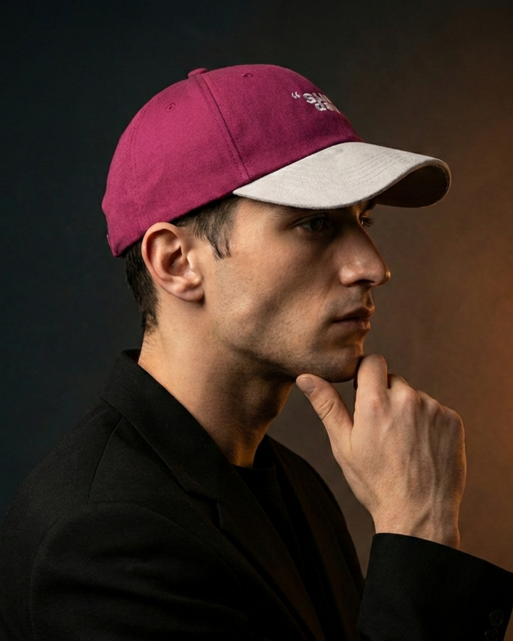 Two-Tone Streetwear Dad Cap – Burgundy & Cream Vintage Dad Hat
