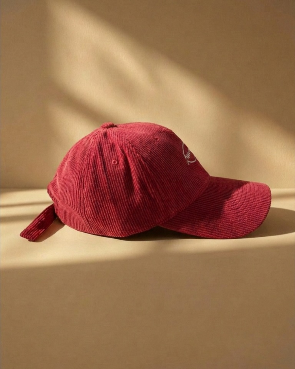 MoorMoor Corduroy Red Streetwear Cap – Embroidered Urban Brown Baseball Hat