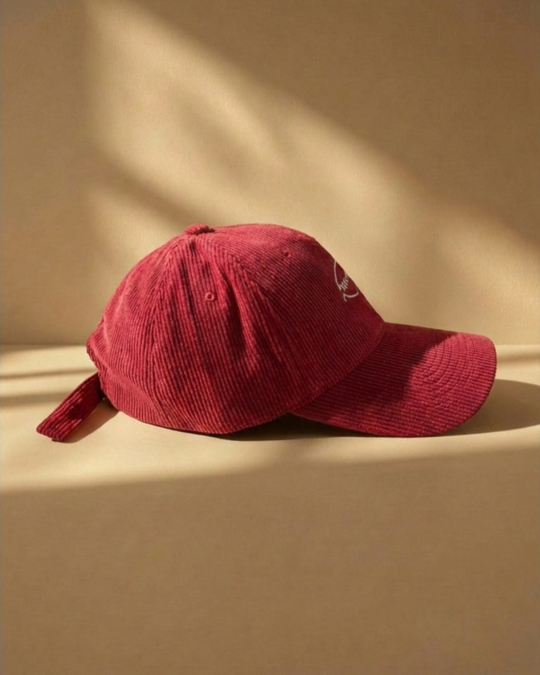 MoorMoor Corduroy Red Streetwear Cap – Embroidered Urban Brown Baseball Hat
