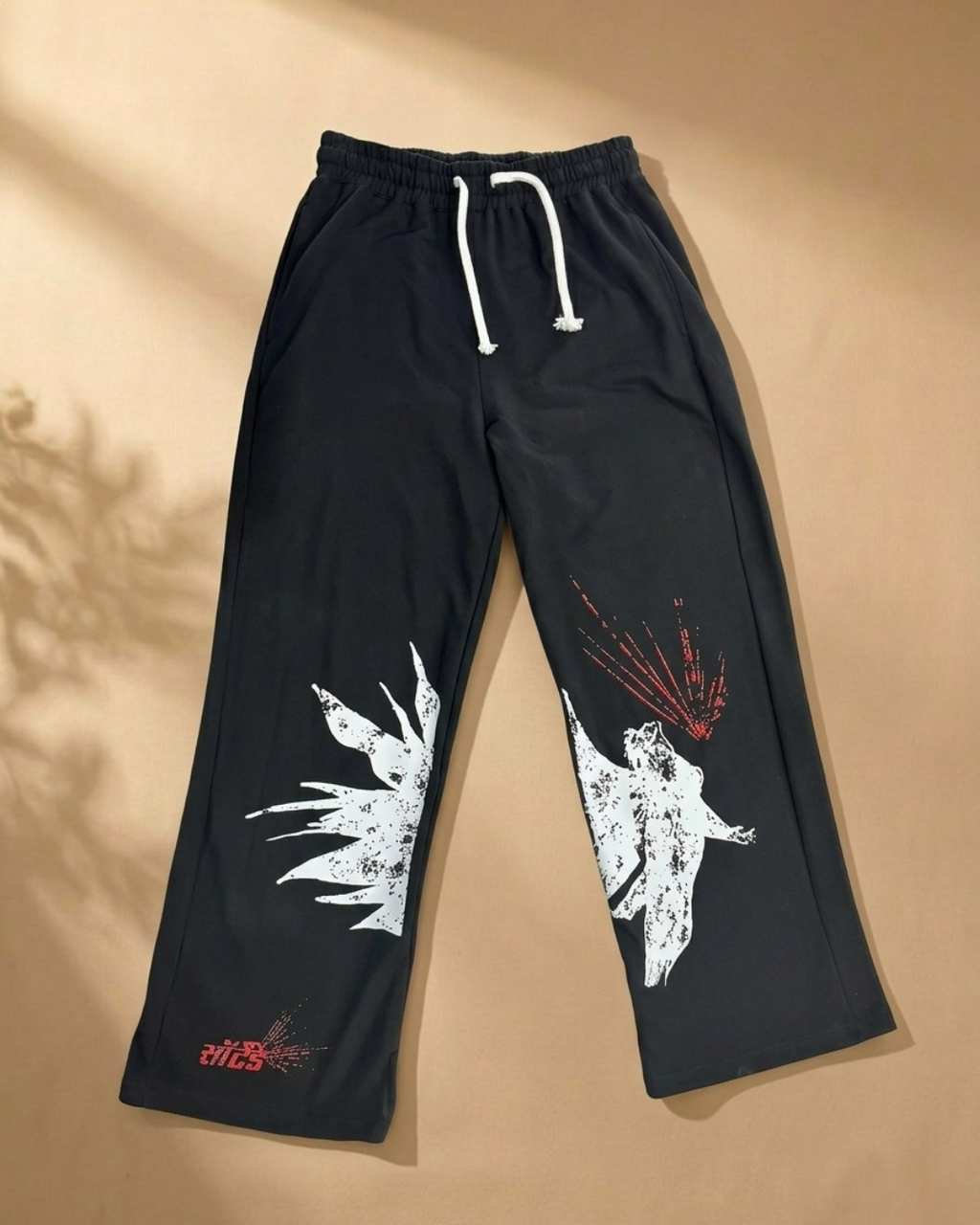 Abstract Splatter Graphic Streetwear Sweatpants – Black baggy Lowers