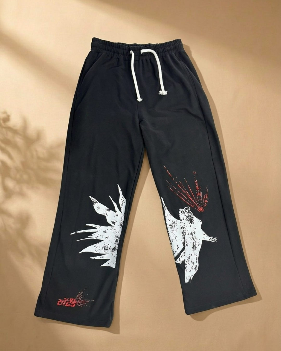 Abstract Splatter Graphic Streetwear Sweatpants – Black baggy Lowers